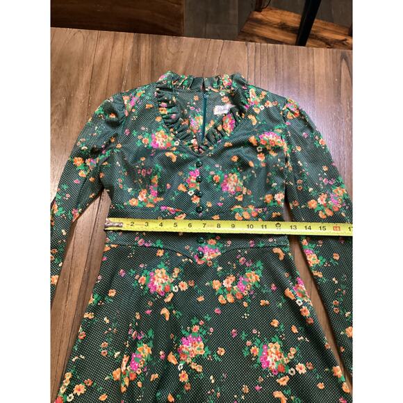 Vintage 60s Patricia Fair Mod Flower Power GoGo 70s flare paneled Mini Dress 7 S - Picture 3 of 14